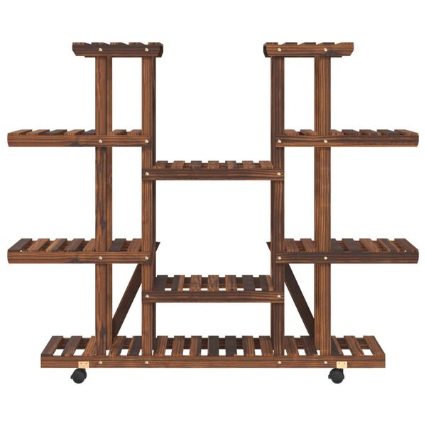 vidaXL Support &agrave; fleurs avec roues 110x25x115 cm bois massif de sapin