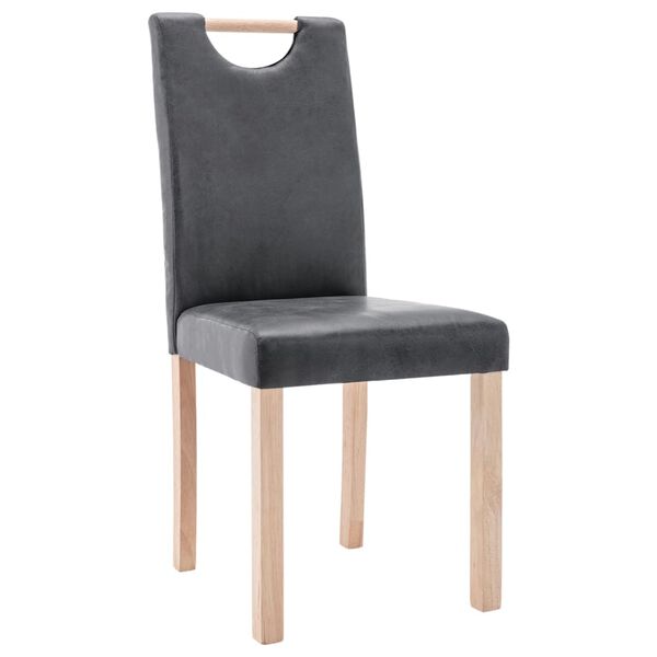 vidaXL Chaises &agrave; manger lot de 4 gris similicuir daim