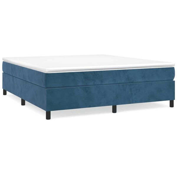 vidaXL Sommier &agrave; lattes de lit et matelas Bleu fonc&eacute; 200x200cm Velours