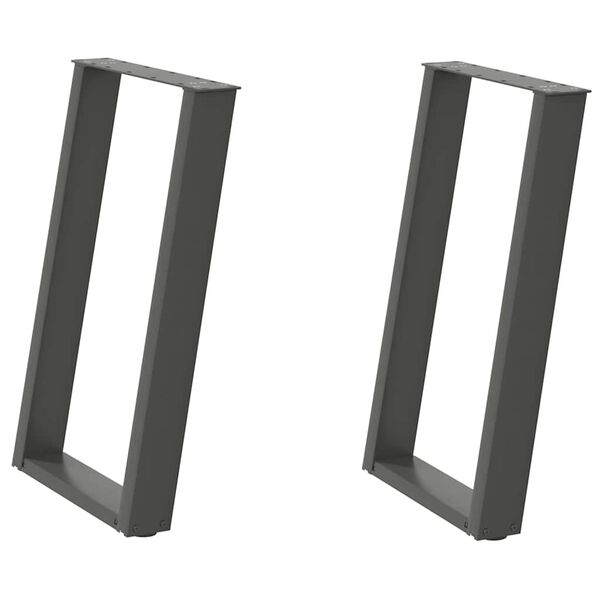 vidaXL Pieds de table à manger en U 2 pièces Anthracite 60 x (72-73) cm Acier