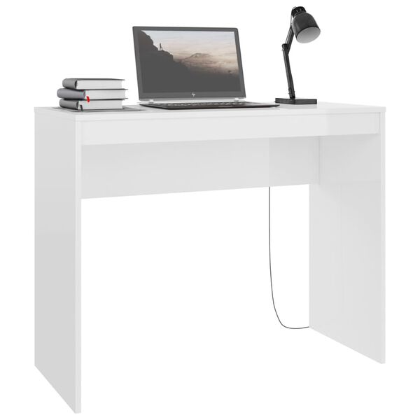 vidaXL Bureau Blanc brillant 90x40x72 cm Bois d'ingénierie