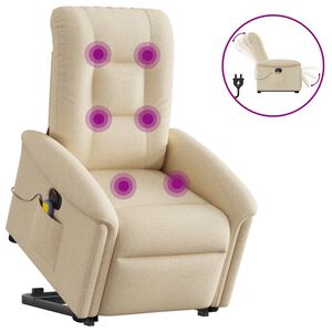 vidaXL Fauteuil inclinable de massage &eacute;lectrique Cr&egrave;me Tissu