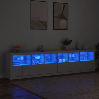 vidaXL Buffet avec lumières LED blanc 283x37x67 cm