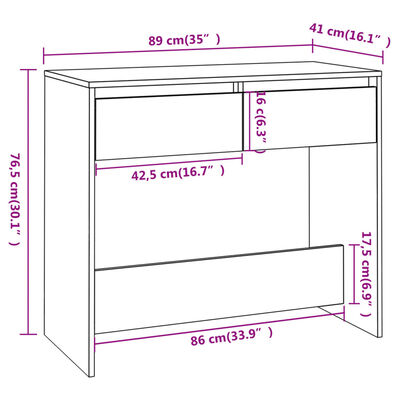 vidaXL Table console chêne sonoma 89x41x76,5 cm bois d'ingénierie