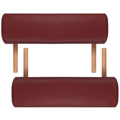 vidaXL Table pliable de massage Rouge 2 zones avec cadre en bois