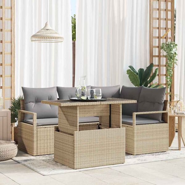 vidaXL Ensemble de canap&eacute; de jardin 5 pcs beige et gris clair