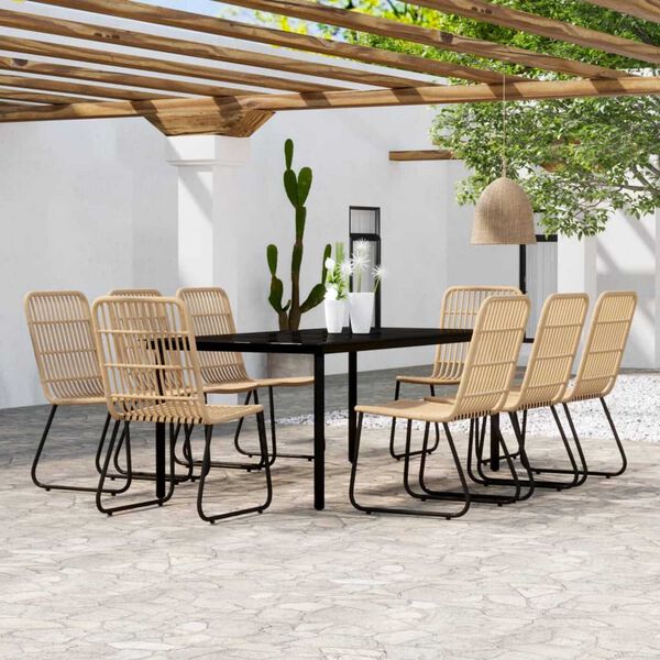 vidaXL Ensemble &agrave; manger de jardin 9 pcs Ch&ecirc;ne
