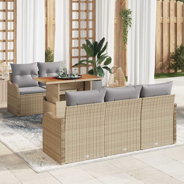 vidaXL Ensemble de canap&eacute; de jardin 6 pcs Beige et Gris clair