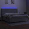 vidaXL Sommier &agrave; lattes de lit matelas LED Gris clair 200x200 cm Tissu