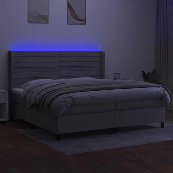 vidaXL Sommier &agrave; lattes de lit matelas LED Gris clair 200x200 cm Tissu