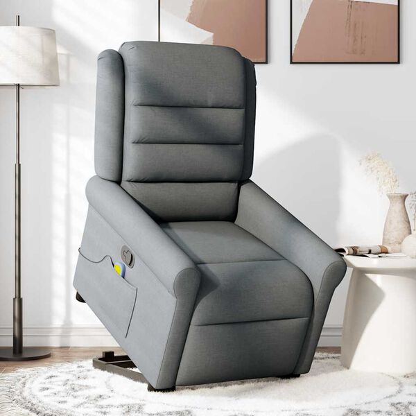 vidaXL Fauteuil de massage inclinable Gris fonc&eacute; Tissu