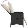 vidaXL Chaises inclinables de jardin lot de 2 et coussins noir rotin