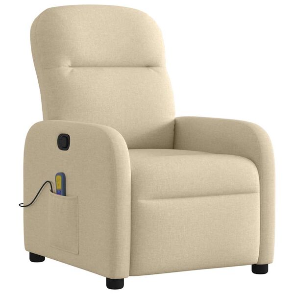 vidaXL Fauteuil de massage inclinable Cr&egrave;me Tissu
