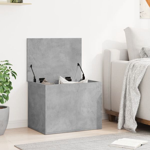 vidaXL Bo&icirc;te de rangement gris b&eacute;ton 60x42x46 cm bois d'ing&eacute;nierie