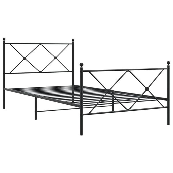vidaXL Cadre de lit métal sans matelas avec pied de lit noir 107x203cm