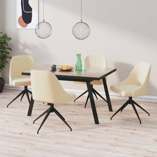 vidaXL Chaises &agrave; manger lot de 4 Cr&egrave;me Velours