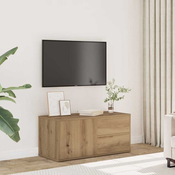 vidaXL Meuble TV ch&ecirc;ne artisanal 80x34x35,5 cm bois d'ing&eacute;nierie