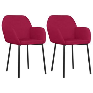 vidaXL Chaises &agrave; manger lot de 2 Rouge bordeaux Velours
