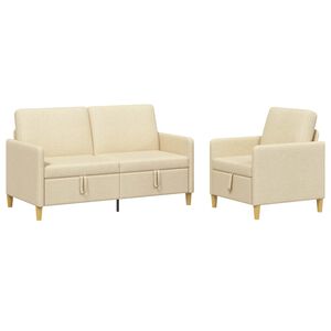 vidaXL Canap&eacute; avec rangement 2 pc Cr&egrave;me Polyester