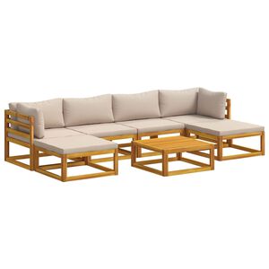 vidaXL Ensemble de Canap&eacute;s 7 pc Naturel Bois d'Acacia Massif