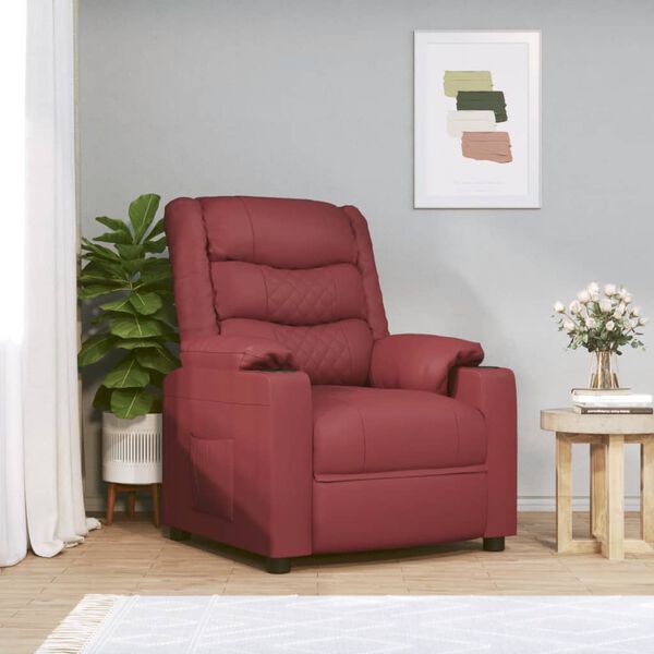 vidaXL Fauteuil inclinable Rouge bordeaux Similicuir
