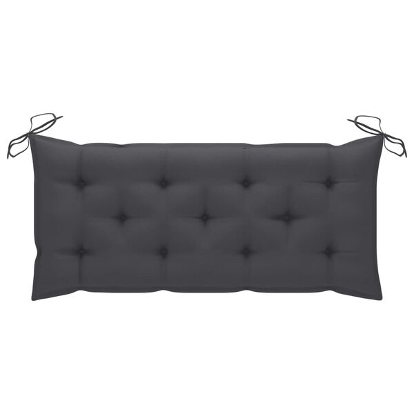 vidaXL Banc de jardin et coussin anthracite 120 cm Bois de teck massif