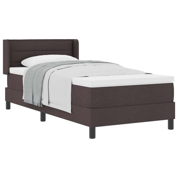 vidaXL Lit &agrave; ressorts avec matelas Marron fonc&eacute; 190 x 90 cm Polyester