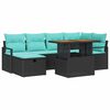 vidaXL Ensemble de canap&eacute; de jardin avec coussin 7 pcs Noir polyrotin