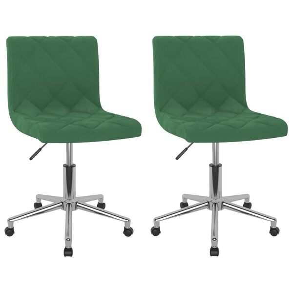 vidaXL Chaises pivotantes &agrave; manger lot de 2 Vert fonc&eacute; Velours