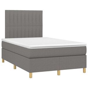 vidaXL Sommier &agrave; lattes de lit avec matelas gris fonc&eacute; 120x190cm tissu