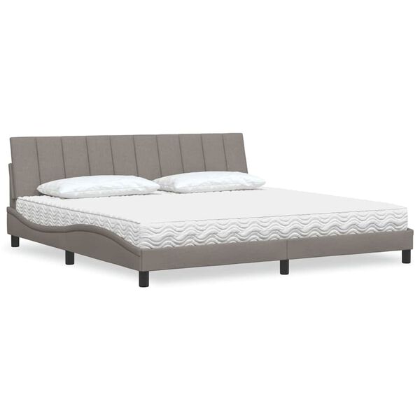 vidaXL Lit avec matelas Hanko taupe 200x200 cm tissu