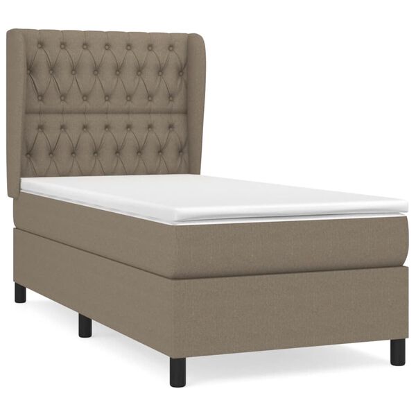 vidaXL Sommier &agrave; lattes de lit avec matelas Taupe 90x190 cm Tissu