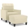 vidaXL Fauteuil avec repose-pied Cr&egrave;me 60 cm Similicuir