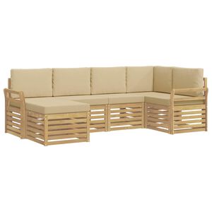 vidaXL Ensemble de canap&eacute;s d'ext&eacute;rieur 6 pc Blanc et Beige Polyester