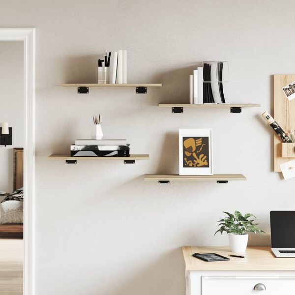 vidaXL Panneau de biblioth&egrave;que 4pcs Ch&ecirc;ne sonoma 60x30x1,5cm Agglom&eacute;r&eacute;