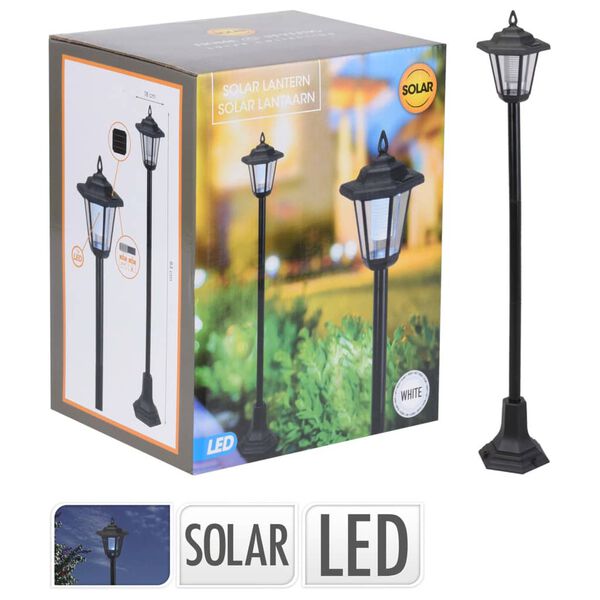 ProGarden Lampadaire &agrave; LED solaire 18x83 cm Blanc et noir