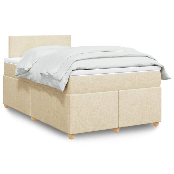 vidaXL Sommier &agrave; lattes de lit avec matelas Cr&egrave;me 120x200 cm Tissu