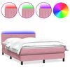 vidaXL Sommier &agrave; lattes de lit avec matelas et LED rose 140x220 cm velours
