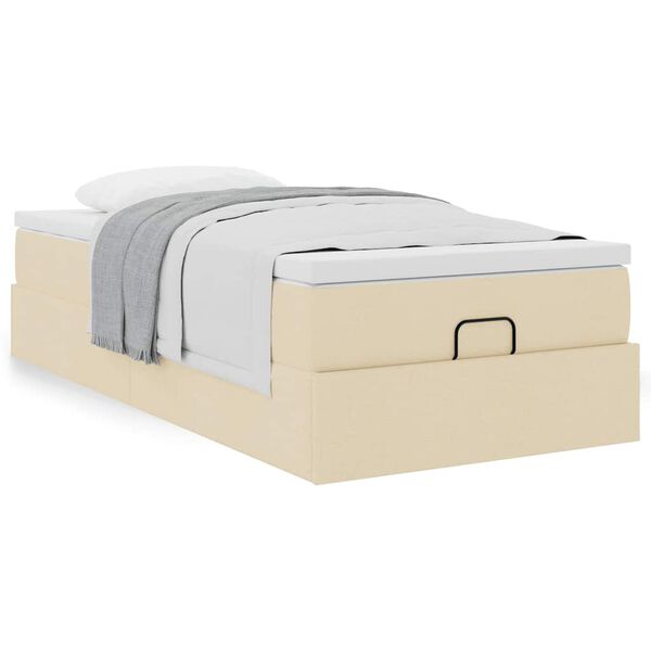 vidaXL Cadre de lit ottoman avec matelas crème 80x200 cm tissu