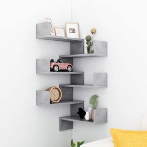 vidaXL &Eacute;tag&egrave;res murales d'angle 2 pcs Gris b&eacute;ton Bois d&rsquo;ing&eacute;nierie