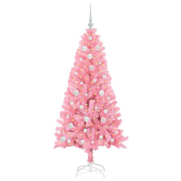vidaXL Sapin de Noël avec 150 LED avec support Rose 150 cm PVC
