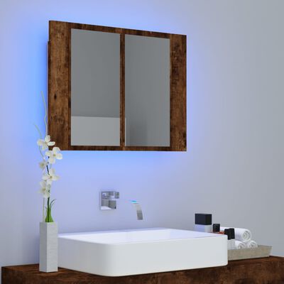 vidaXL Armoire à miroir LED Chêne fumé 60x12x45 cm Bois d'ingénierie