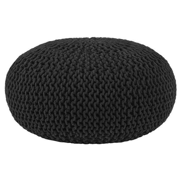 LABEL51 Pouf tricot&eacute; Coton L Noir