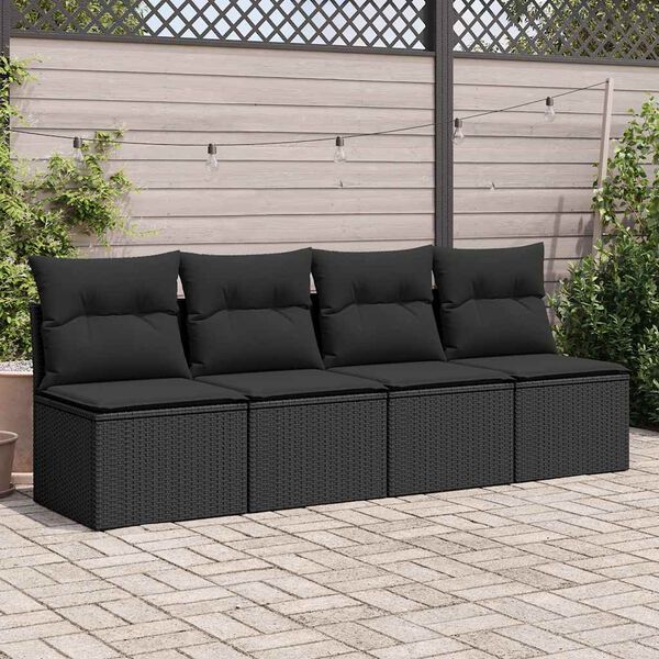 vidaXL Salon de jardin avec coussins 2 pcs noir résine tressée acacia