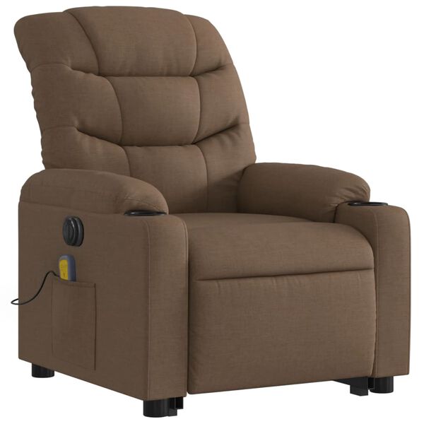 vidaXL Fauteuil inclinable de massage &eacute;lectrique Marron Tissu