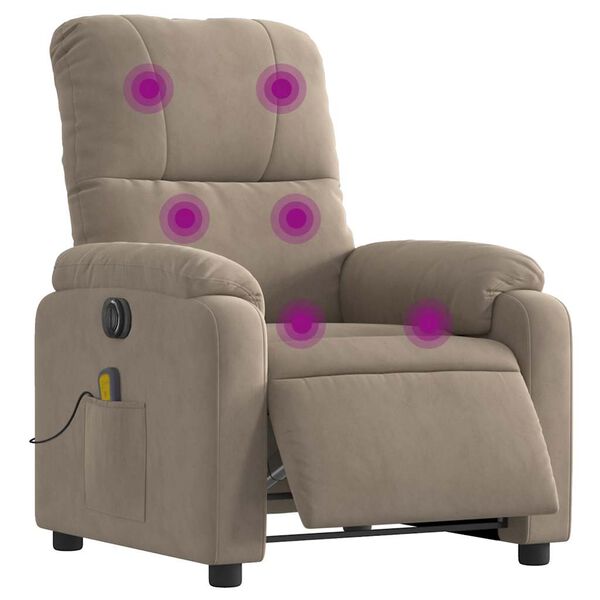 vidaXL Fauteuil inclinable de massage &eacute;lectrique taupe