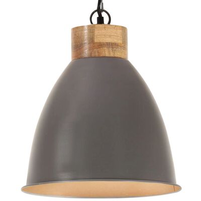 vidaXL Lampe suspendue industrielle Gris Fer et bois solide 35 cm E27