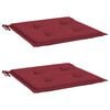vidaXL Coussins de chaise de jardin lot de 2 rouge bordeaux 40x40x4 cm