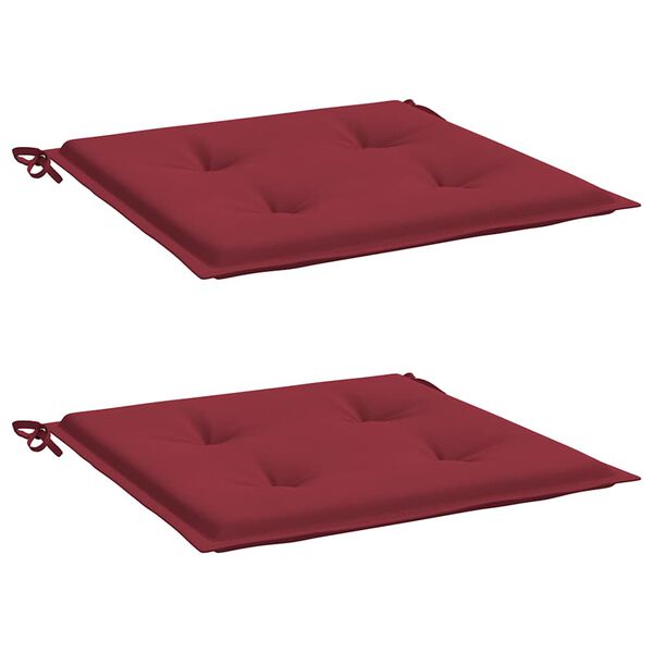 vidaXL Coussins de chaise de jardin lot de 2 rouge bordeaux 40x40x4 cm