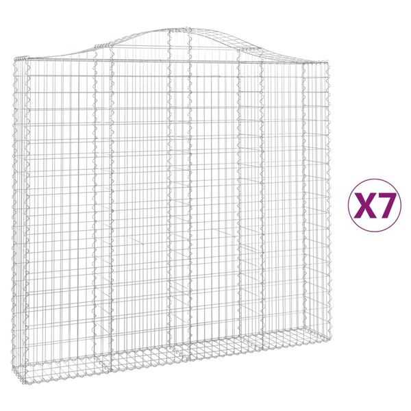vidaXL Paniers &agrave; gabions arqu&eacute;s 7 pcs 200x30x180/200 cm Fer galvanis&eacute;